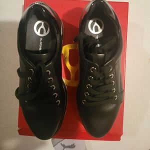 Wishbone leather wedge sneakers